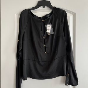 Express Blouse - Slits in chest area and arms with gold detail. Size 8 - Black